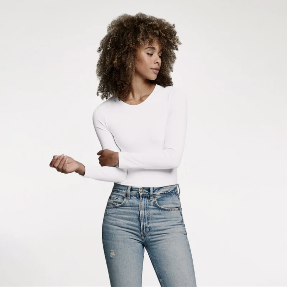 Nuuds White Crewneck Bodysuit